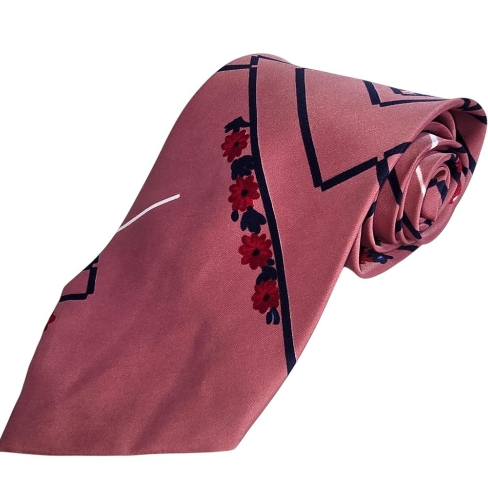 Vintage Puccini Collection Pink, Red and Navy Blue‎ Neck Tie